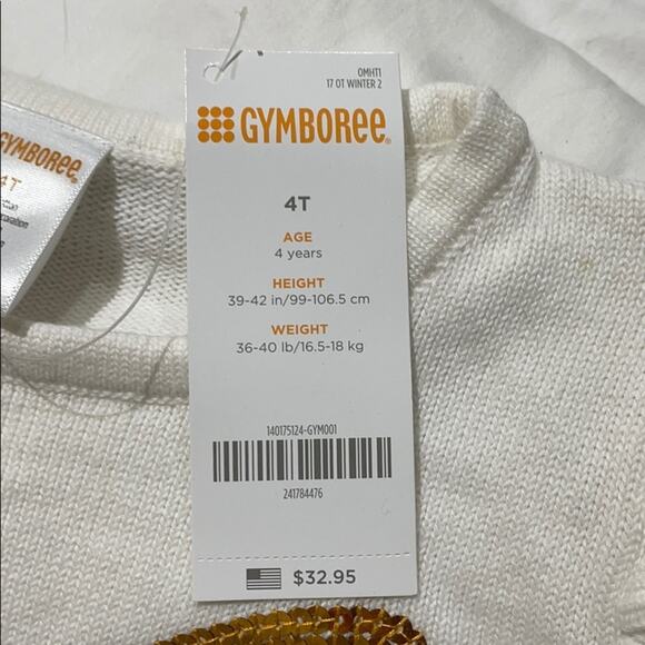 Gymboree 4 cream gold bow sequin sweater NWT preppy cotton ruffled shoulder - Picture 4 of 8